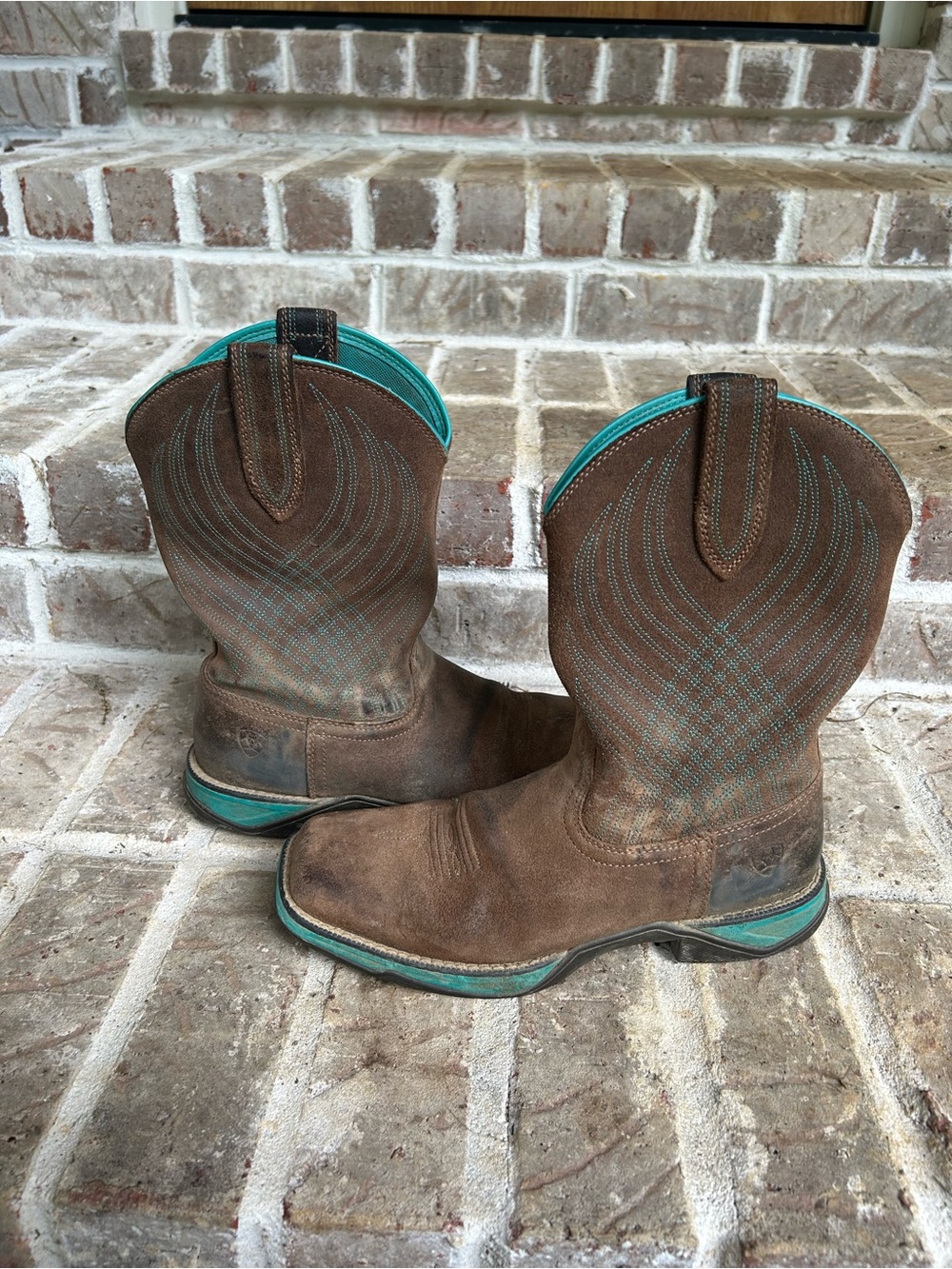 Ariat Boots Womens Size 8B Anthem Java Brown Turquoise Western Boots 10027247